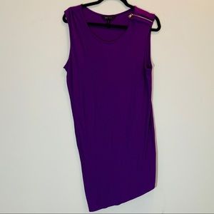 Asymmetrical Hem Zipper Accent Purple Tunic